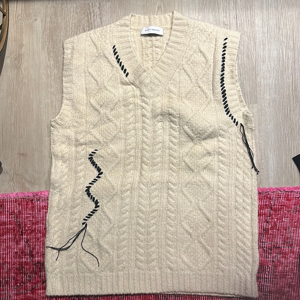 Oversized cream sweater vest